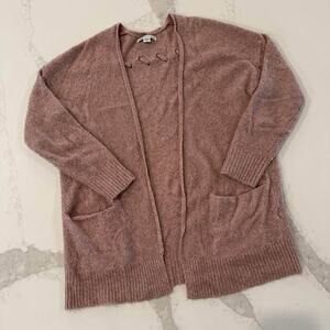 American Eagle Slouchy Marled Open Front Cardigan Sweater Women's Medium Pink